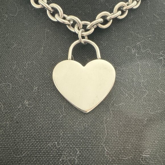 Silver Large Heart Chunky Necklace - Picture 2 of 3